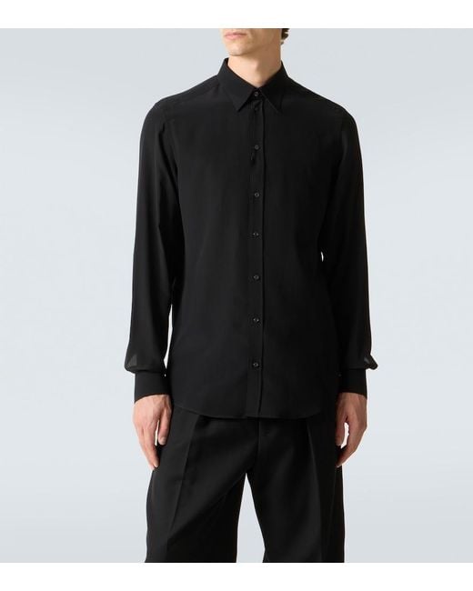 Dolce & Gabbana Black Silk Crepe De Chine Shirt for men