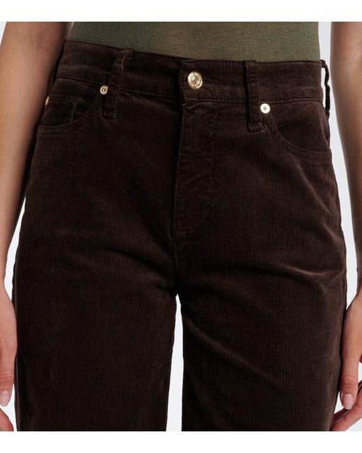 7 For All Mankind Black Lotta Cotton-Blend Corduroy Wide-Leg Pants
