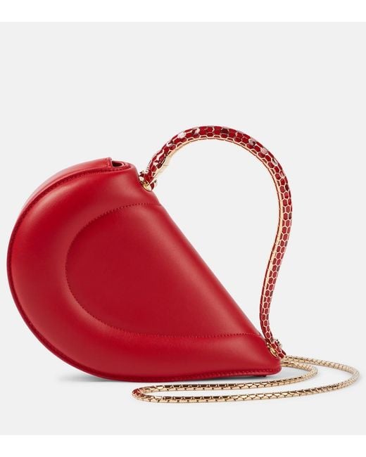 BVLGARI Red Serpenti Cuore 1968 Leather Top-Handle Bag