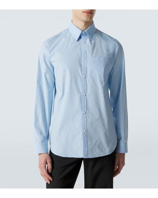 Gucci Blue Gg Cotton Poplin Shirt for men