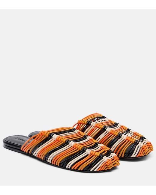 Farm Rio Brown Leather Slides