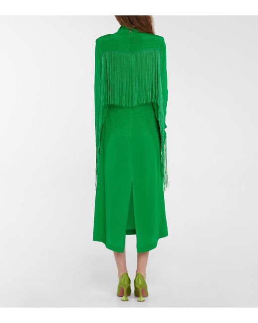 ROTATE BIRGER CHRISTENSEN Synthetic Reba Fringe-detail Midi Dress in Green  | Lyst