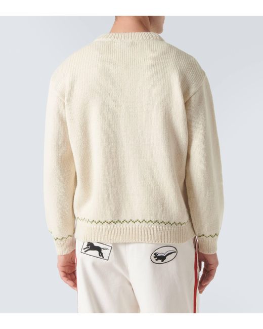 Bode White Homestead Sampler Wool Sweater for men