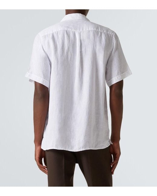 Vilebrequin White Charli Linen Bowling Shirt for men