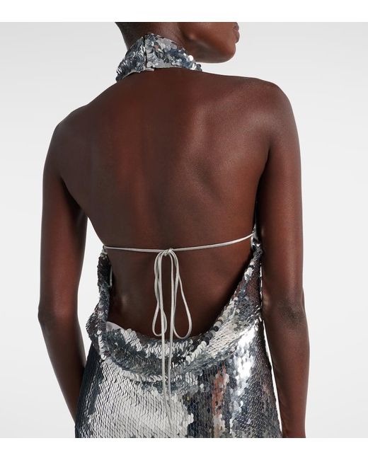 Balmain White Sequined Minidress