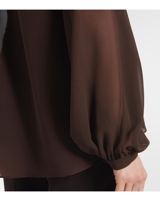 Tom Ford Brown Sheer Silk Georgette Blouse