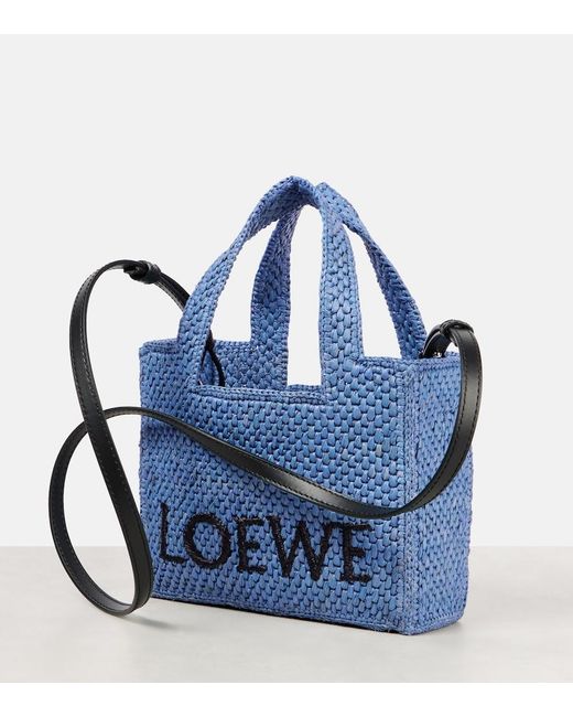 Loewe Blue Paula's Ibiza Mini Logo Raffia Top-Handle Bag