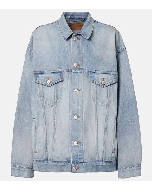 Chaqueta De Denim Con Logo Balenciaga de color Blue