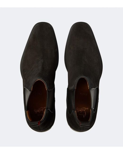 Christian Louboutin Black Alpinosol Suede Chelsea Boots for men