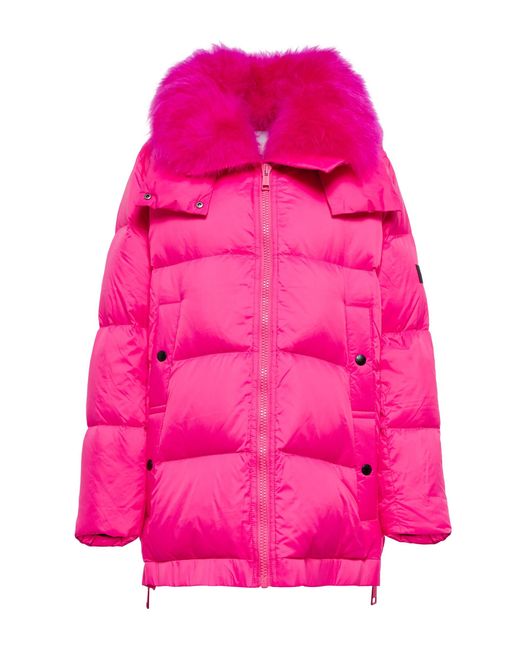 Yves Salomon Synthetic Shearling-trimmed Down Coat in Bright Rose (Pink ...