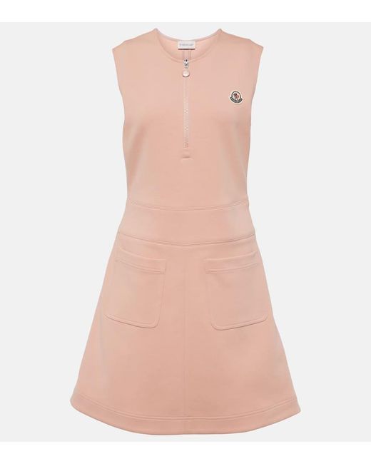 Vestido corto de mezcla de algodon Moncler de color Pink