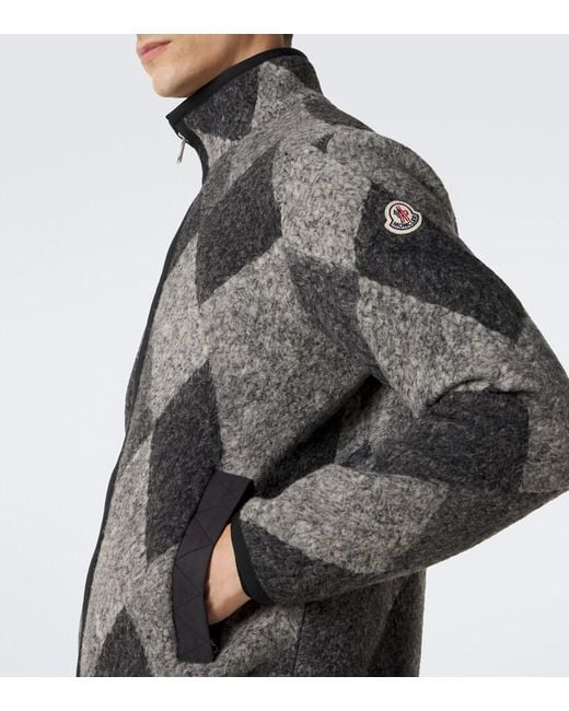 Moncler Black Argyle Wool-Blend Jacket for men