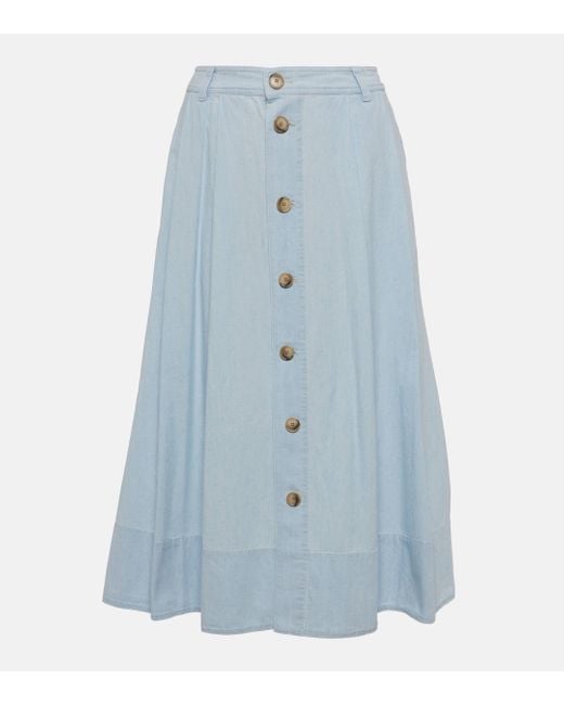 Polo Ralph Lauren Blue Chambray Midi Skirt