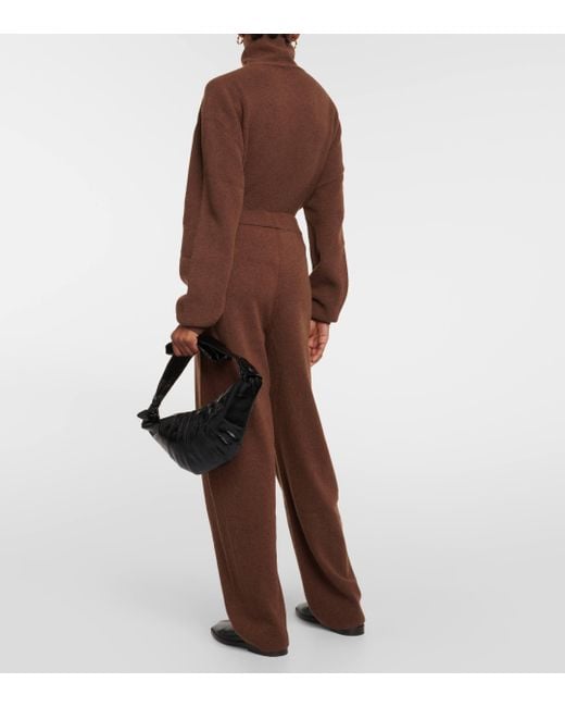 Pantalon droit a taille haute en laine Lemaire en coloris Brown