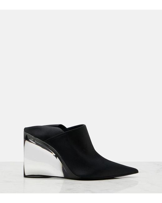 Alaïa Black Invisible Convertible Satin Wedge Mules
