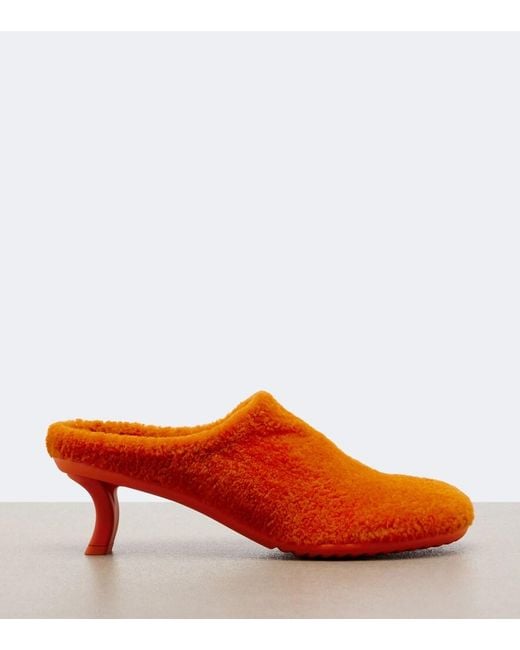 Loewe Orange Dive Shearling Mules