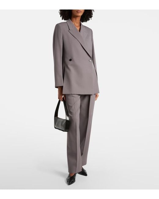 Jil Sander Blue Double-Breasted Wool Gabardine Blazer