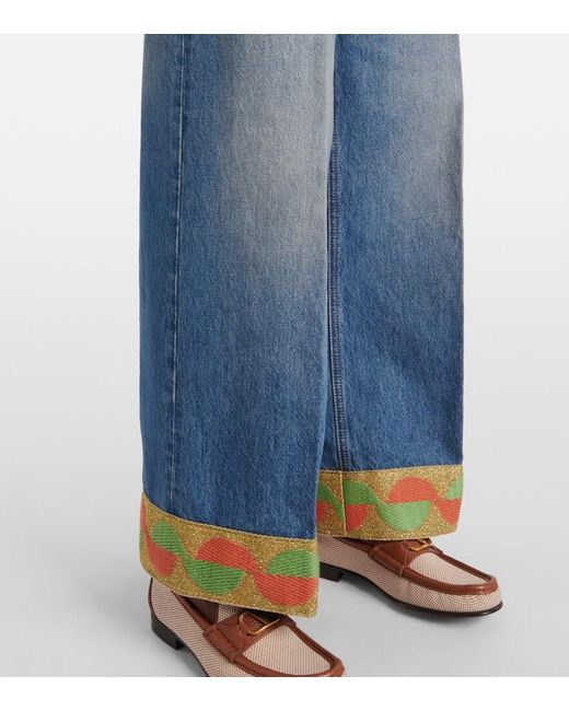 Valentino Blue High-Rise Wide-Leg Jeans