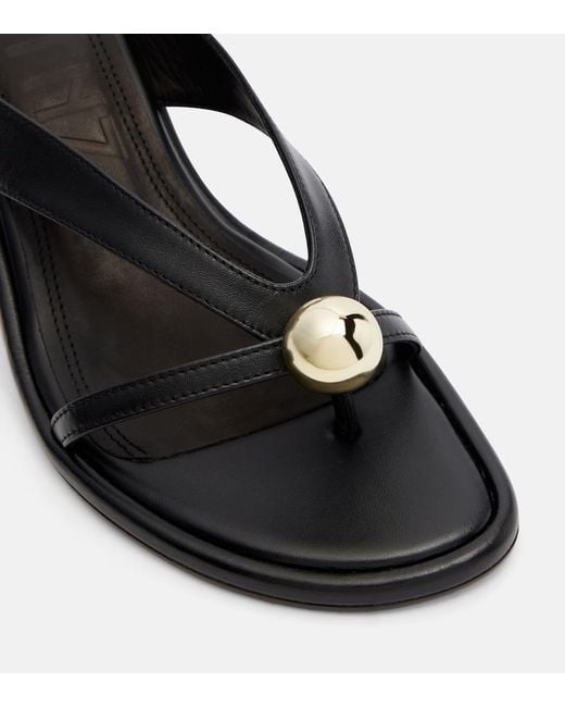 Souliers Martinez Black Estela Leather Thong Sandals