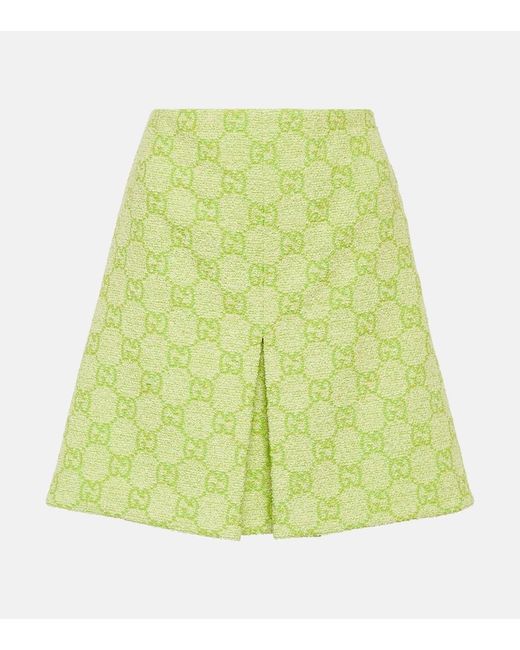 Gucci Green GG Cotton-blend Boucle Miniskirt