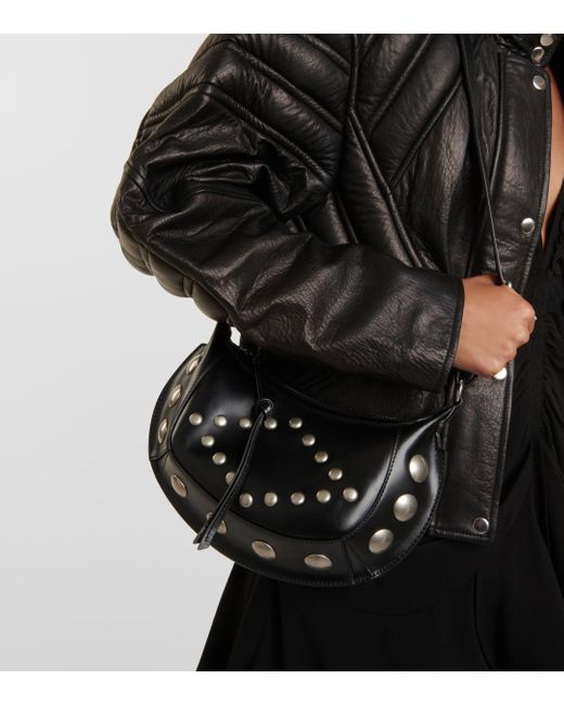Isabel Marant Black Oskan Moon Leather Shoulder Bag