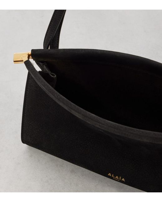 Alaïa Black Click E/W Small Textured-Nubuck Shoulder Bag