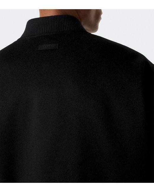 Lardini Black Virgin Wool Bomber Jacket for men