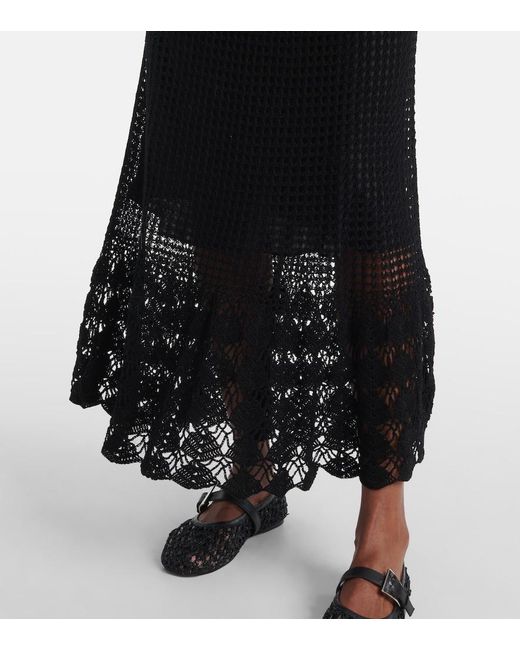 Nili Lotan Black Yoko Crochet Cotton Midi Dress