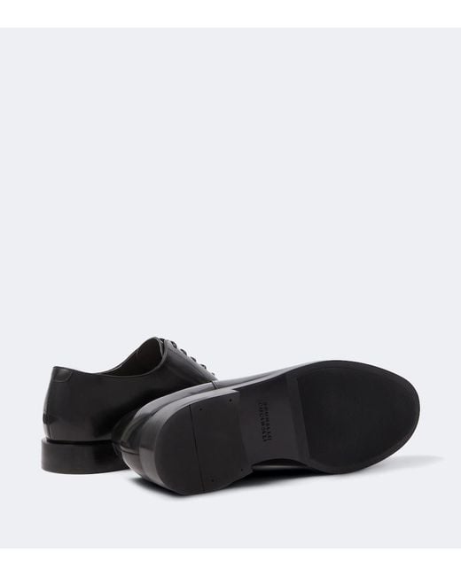 Brunello Cucinelli Black Leather Oxford Shoes for men
