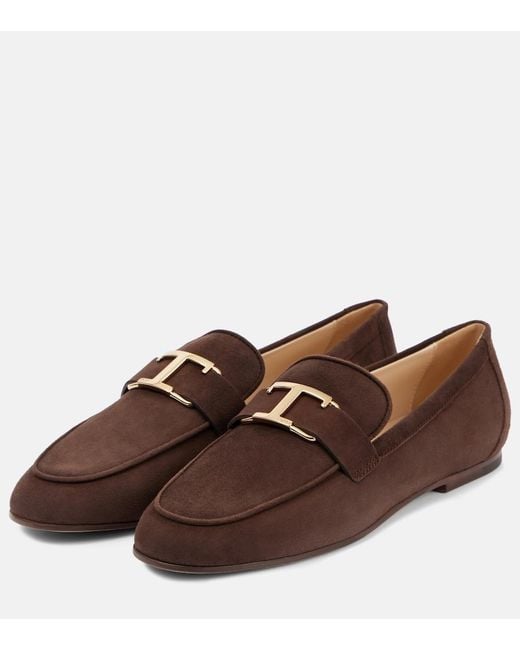 Tod's Brown T Timeless Suede Loafers