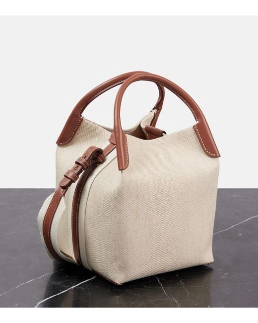 Loro Piana Natural Bale Small Leather-Trimmed Canvas Tote Bag