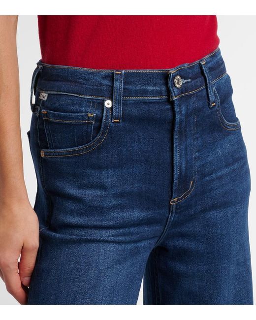 Citizens of Humanity Blue Lyra Cropped Wide-Leg Jeans