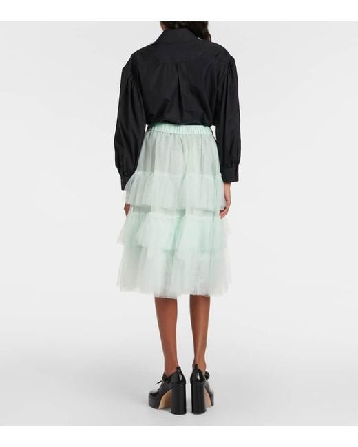 Simone Rocha Green Tulle Midi Skirt