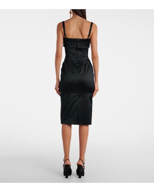 Dolce & Gabbana Black Satin Midi Dress