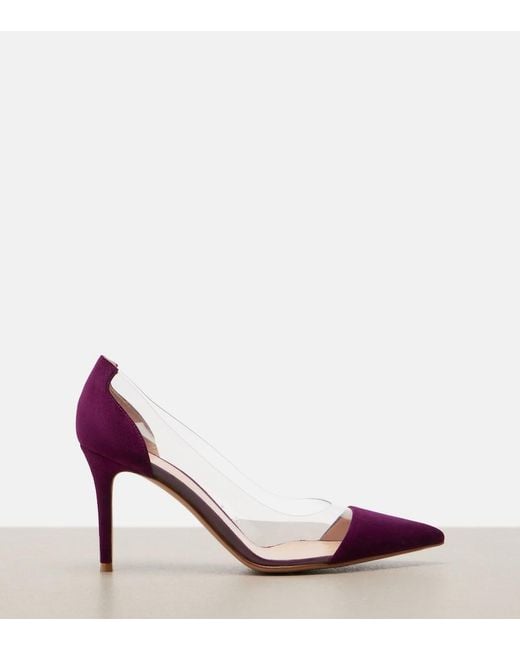 Gianvito Rossi Purple Plexi Suede And Tpu Pumps