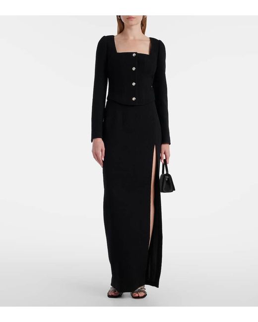 Alessandra Rich Black Wool-Blend Twill Boucle Jacket