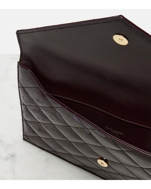 Saint Laurent Black Paris Patent Leather Clutch