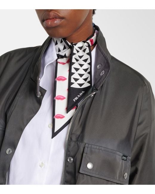 Prada White Printed Silk Twill Scarf