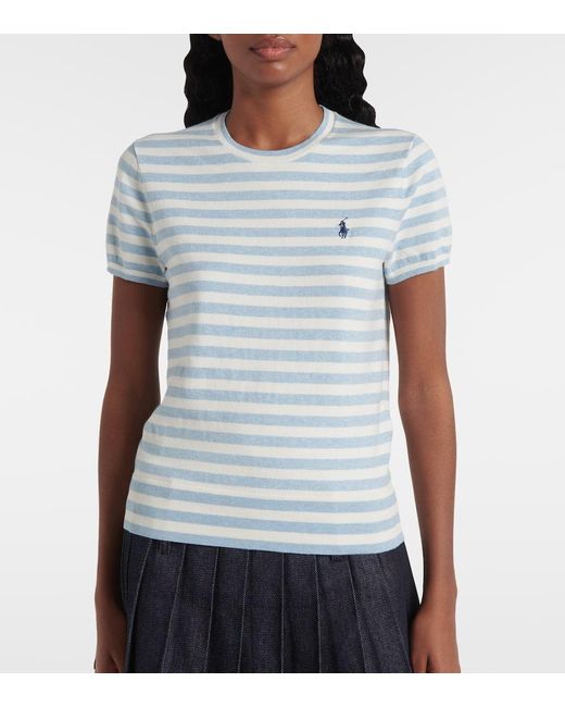 Camiseta Acanalada En Mezcla De Algodon Polo Ralph Lauren de color Blue