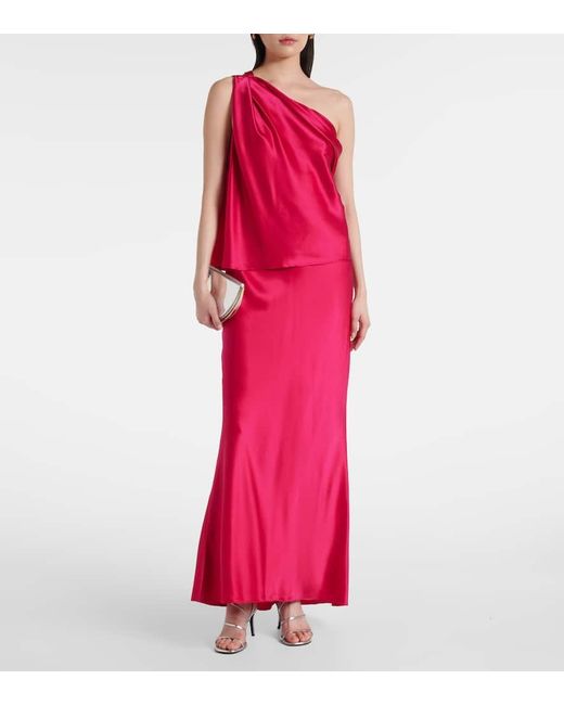 The Sei Red One-Shoulder-Top Aus Seidensatin