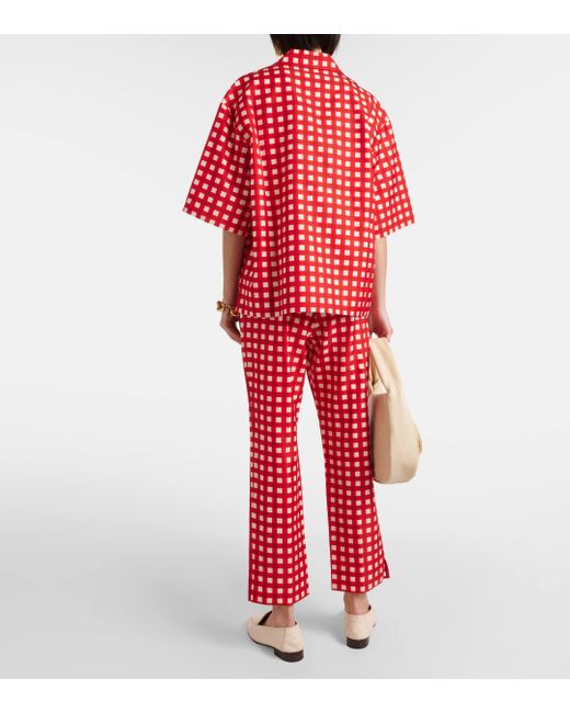 Joseph Red Leopold Gingham Silk And Cotton Shirt