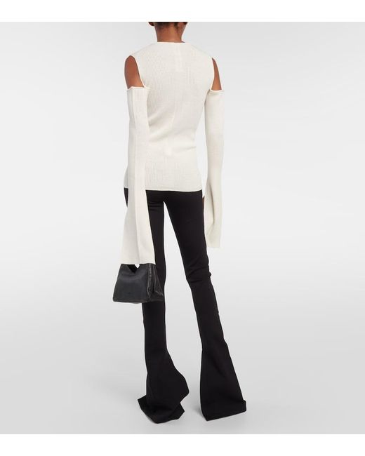 Rick Owens White Cutout Virgin Wool Top