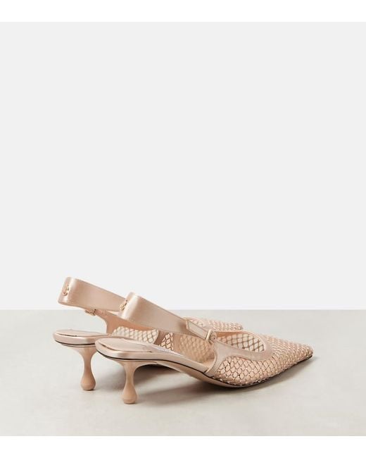 Jimmy Choo Pink Amel 50 Embellished Mesh Slingback Pumps