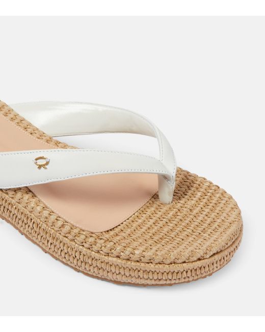 Gianvito Rossi Natural Leather Platform Espadrille Thong Sandals