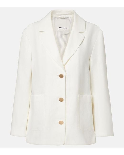 Max Mara White Max Mara Carlotta Linen Blazer