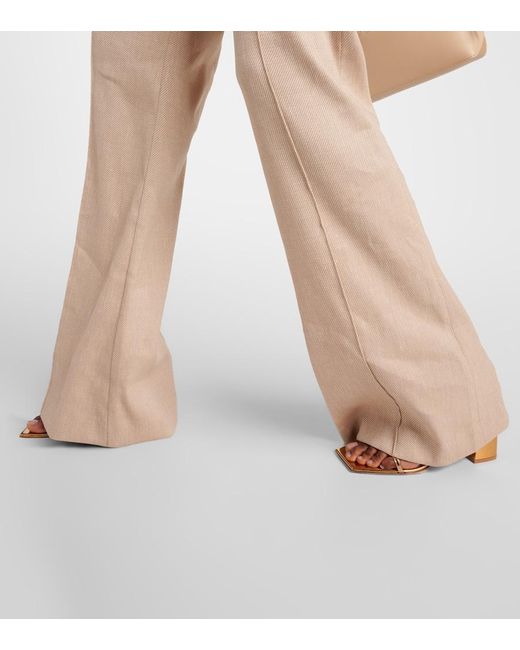 Veronica Beard Natural Komi Linen-Blend Twill Flared Pants