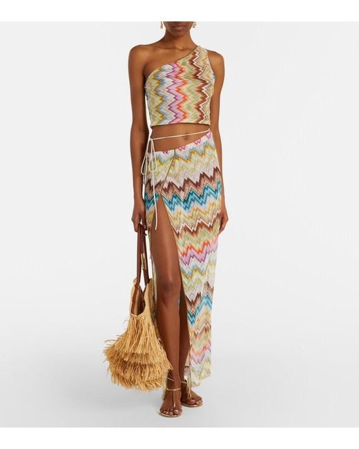 Missoni Multicolor Zigzag One-Shoulder Crop Top
