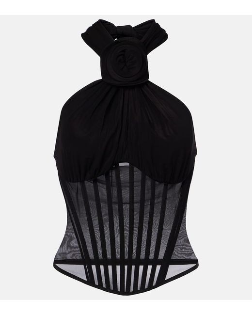 Magda Butrym Black Floral-Applique Corset