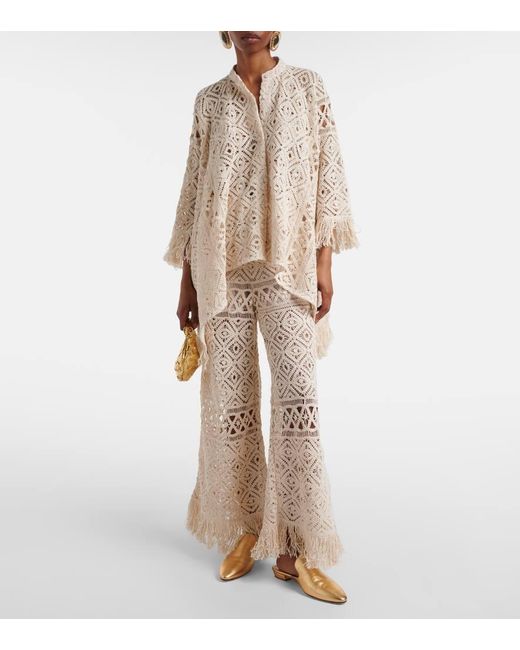 LaDoubleJ Natural Palazzo-Hose Lacey Aus Makramee