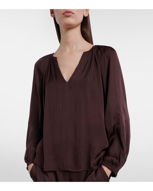 Velvet Brown Lyla Satin Blouse